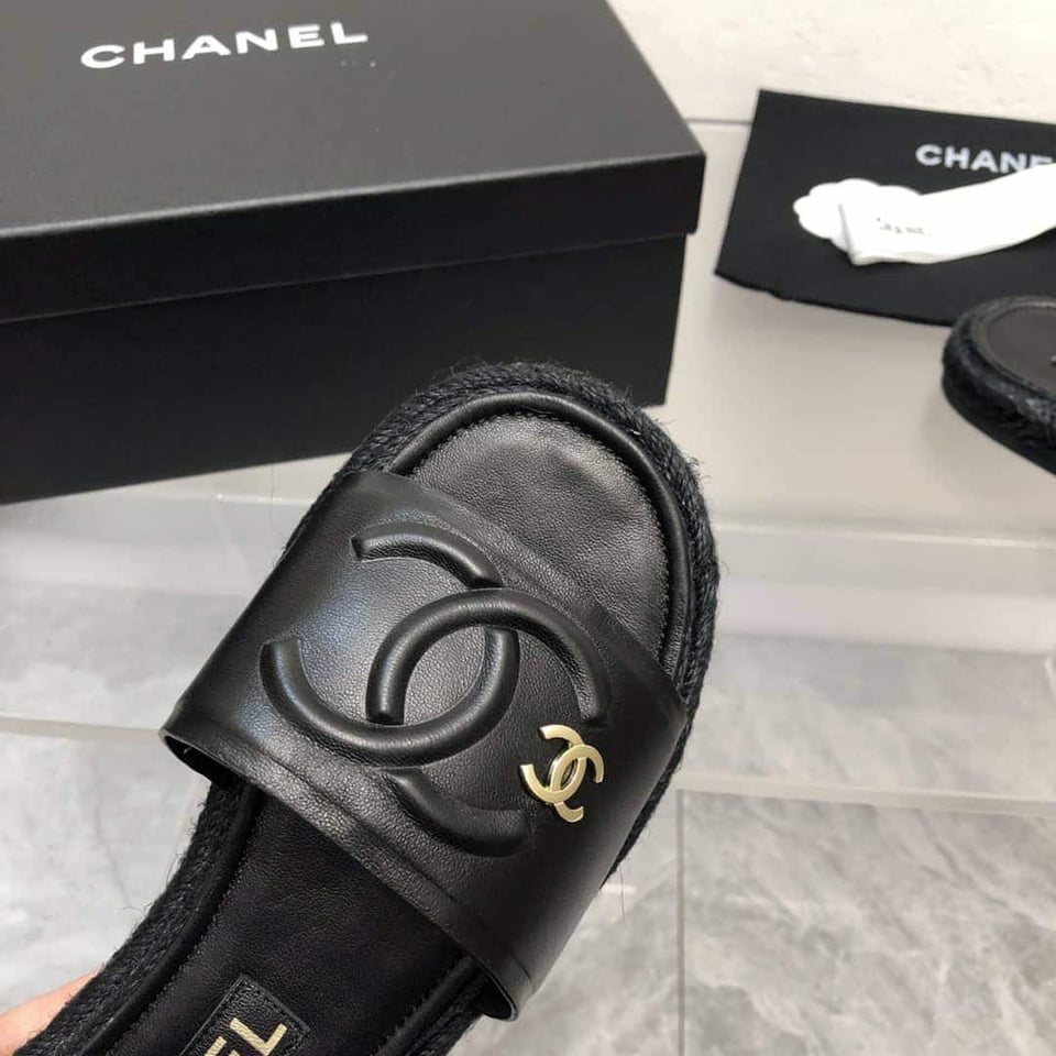 Chanel Black Slide Cc Logo view 7