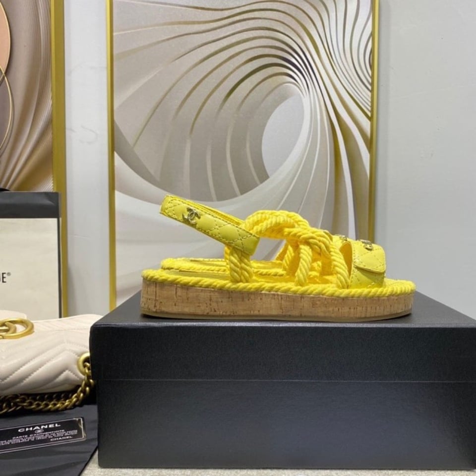 Chanel Rope Sandals Strap Yellow view 8
