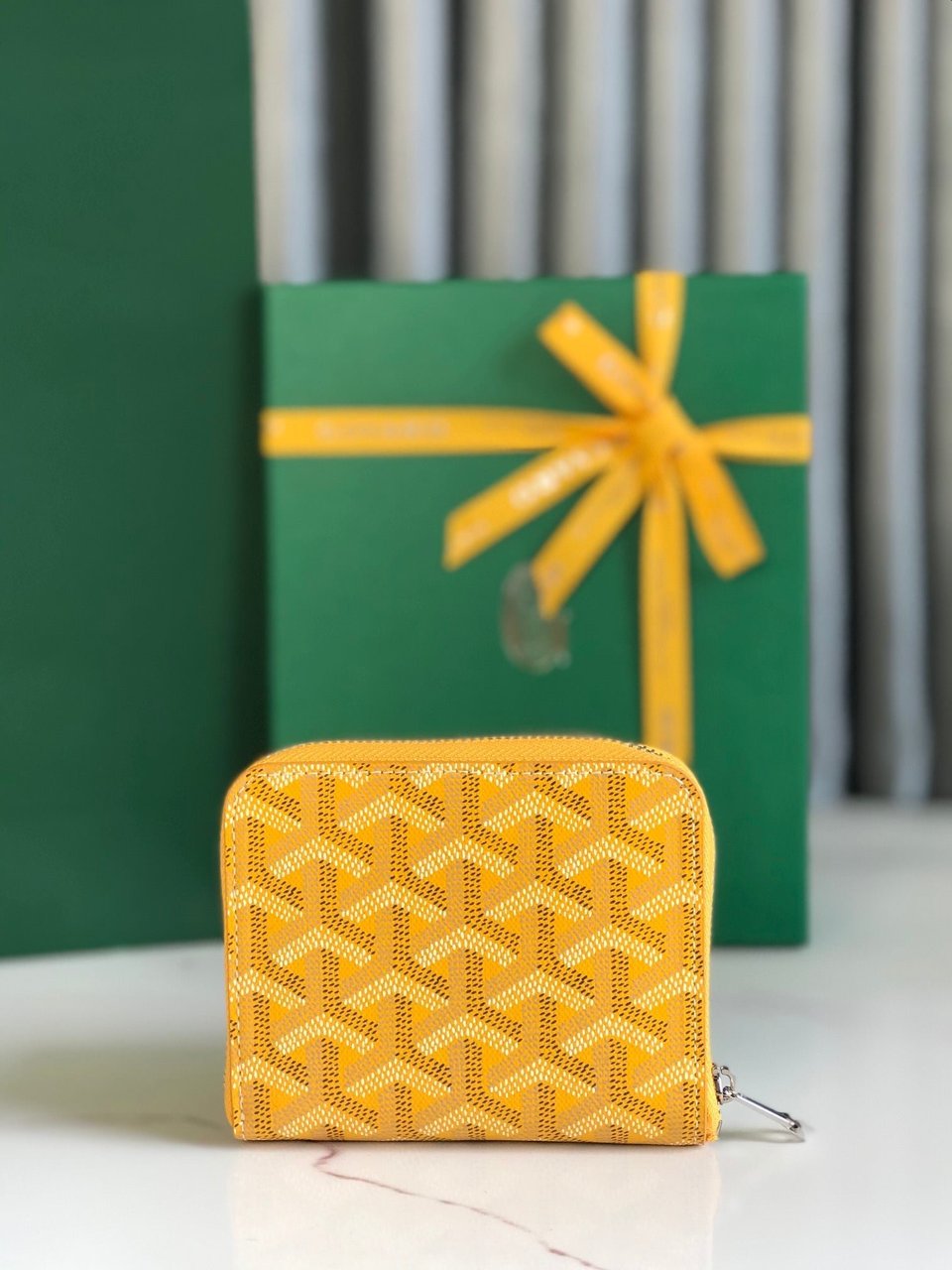 Goyard Matignon Mini Wallet 11cm Yellow Goyardine Canvas And Calfskin view 4