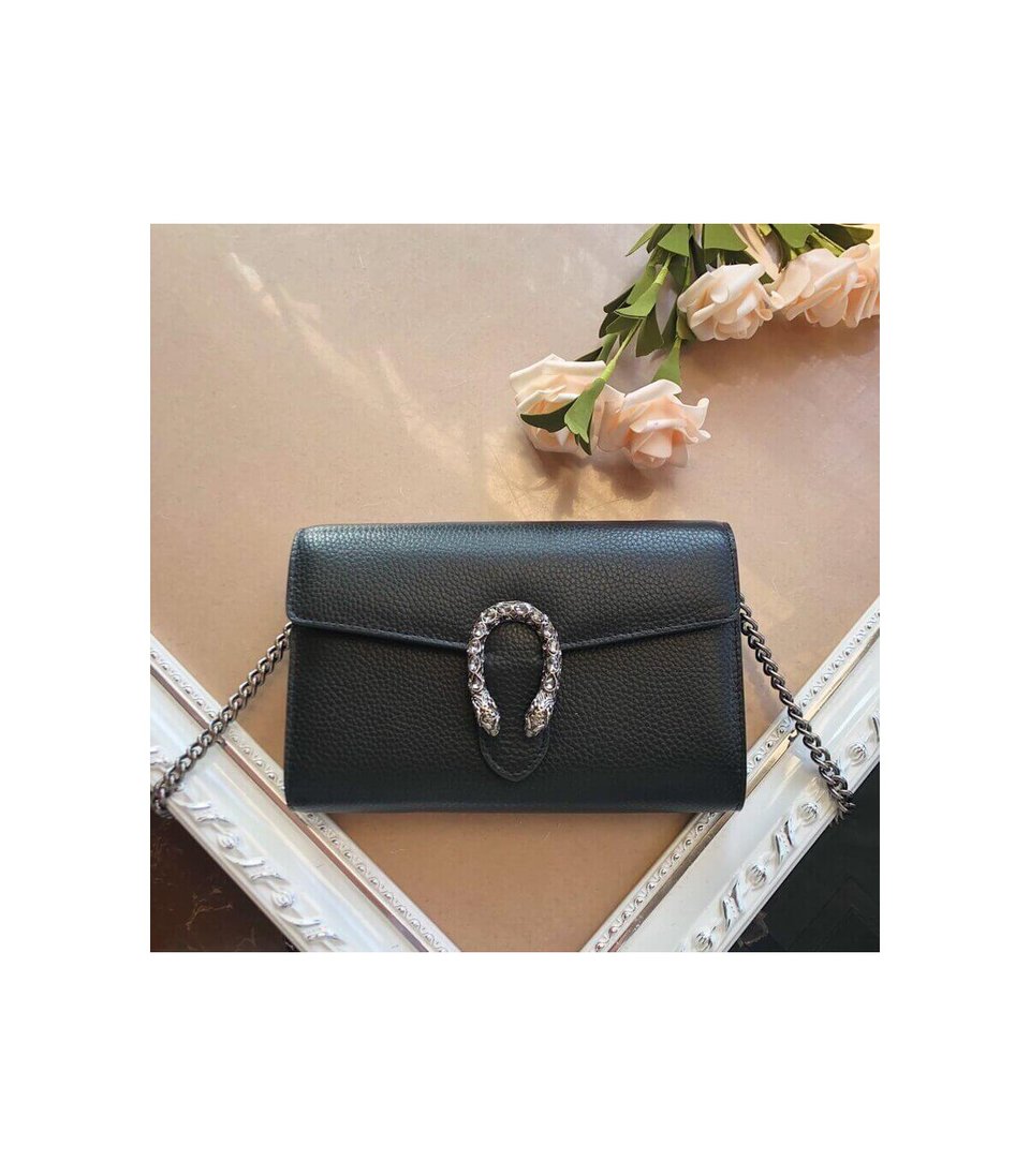 Gucci Dionysus Black Leather Mini Chain Bag view 4