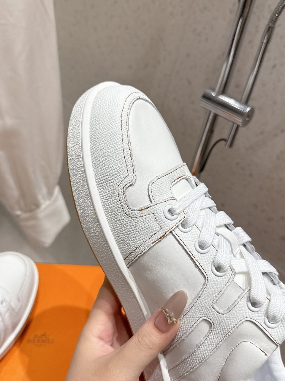 Hermès White Advantage Sneaker- Shoes for Men view 8