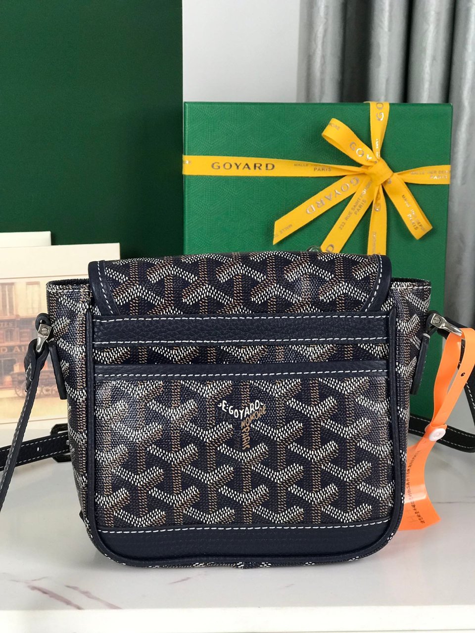 Goyard Grand Bleu 16 Cm Navy Blue Goyardine Canvas And Lambskin view 7