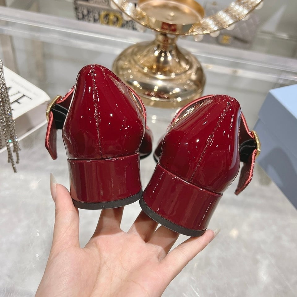 Prada Patent Leather Mary Jane Pumps Red view 8