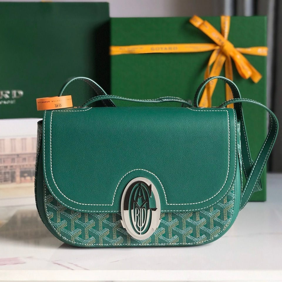 Goyard 233 Bag 25 Cm Green Calfskin And Goyardine Canvas 25cm view 3