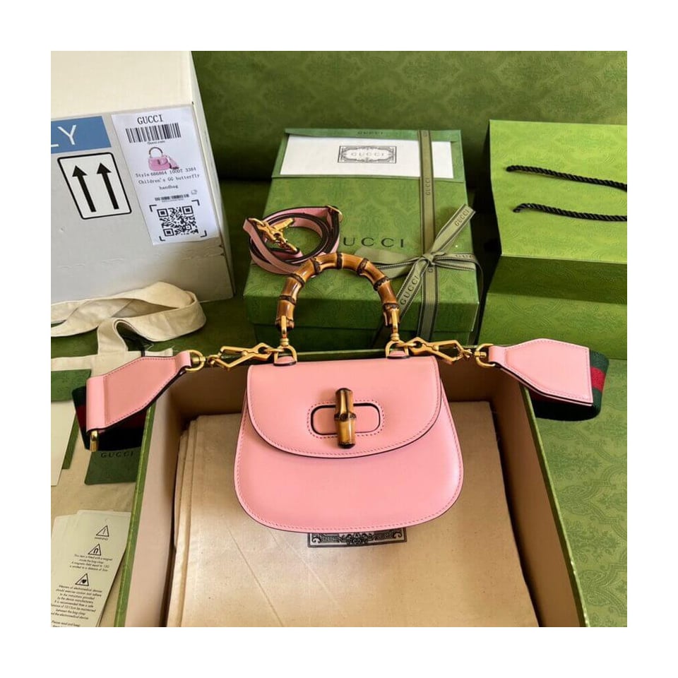 Gucci Mini Top Handle Bag with Bamboo Pink view 3