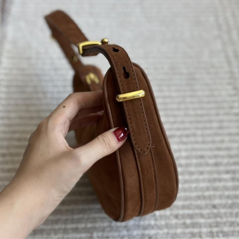 Prada Arqué Suede Shoulder Bag Cocoa Brown 22Cm view 4