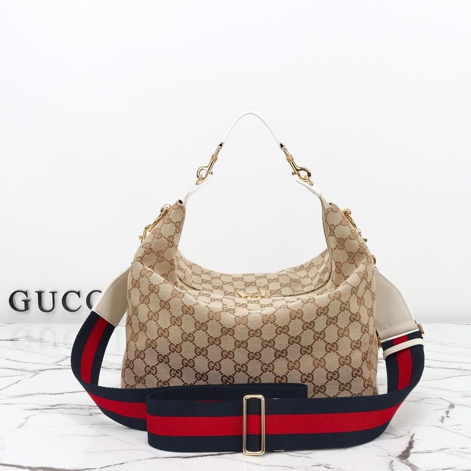 Gucci Brera Medium Crossbody Bag 33cm/13in Sand And Dark Brown GG Canvas A00B4O view 4