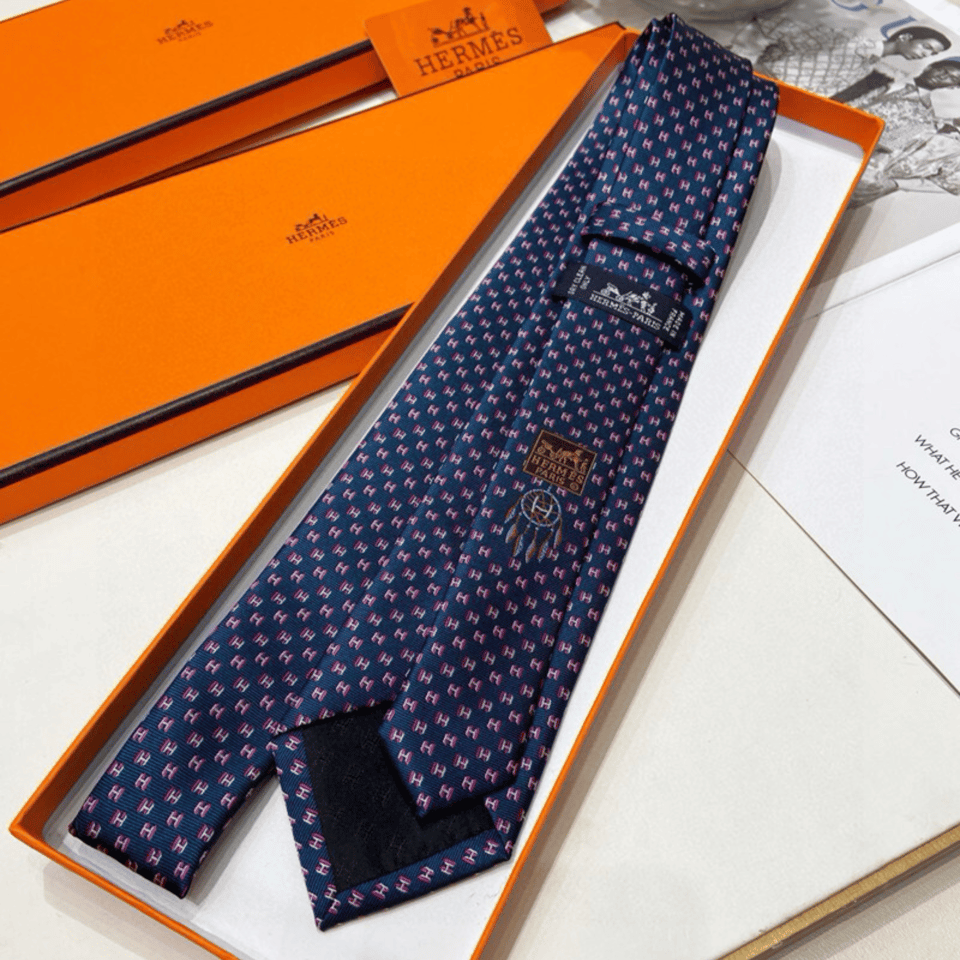 Hermes H Pattern Canvas Tie For Men view 9