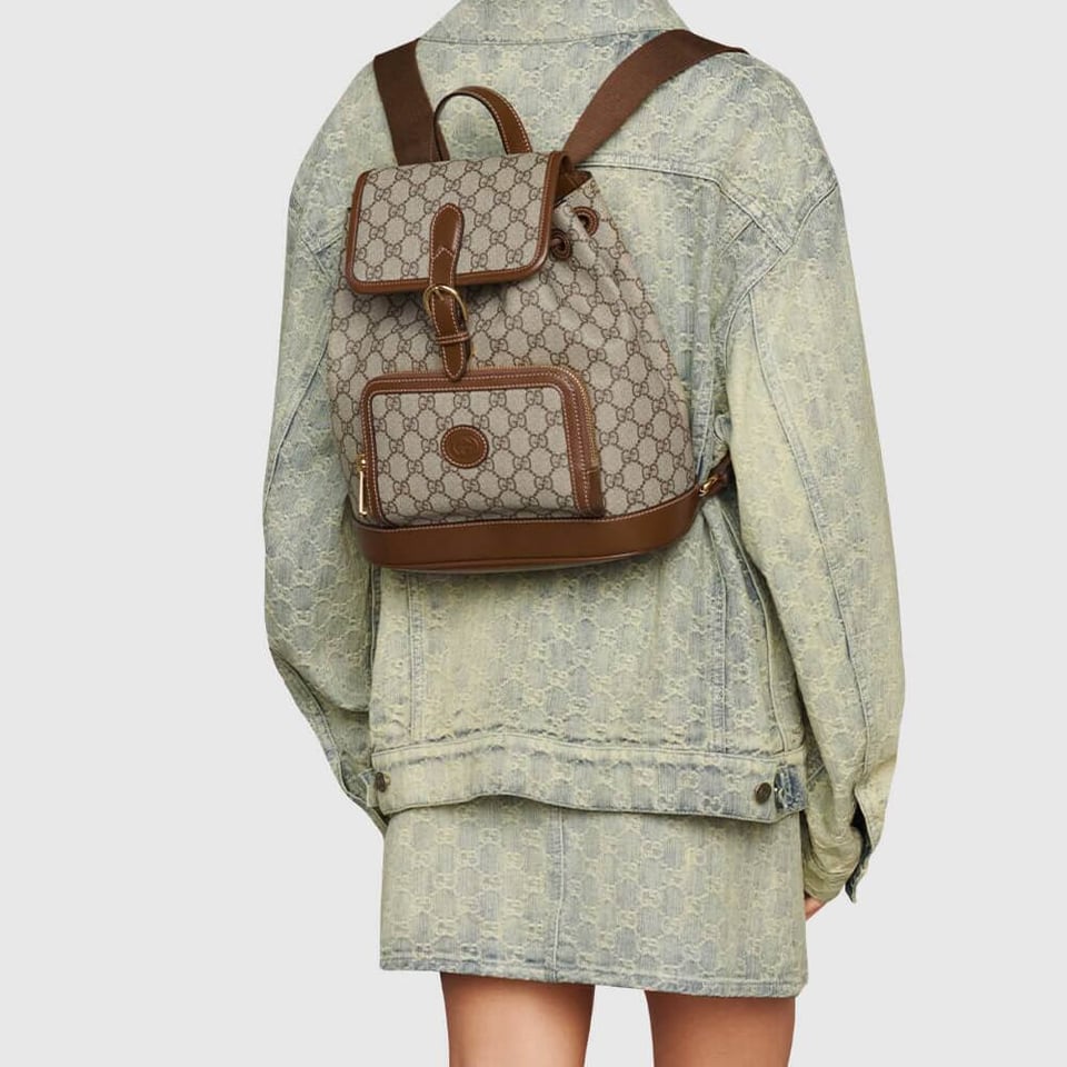 Gucci Backpack with Interlocking G in GG Supreme view 4