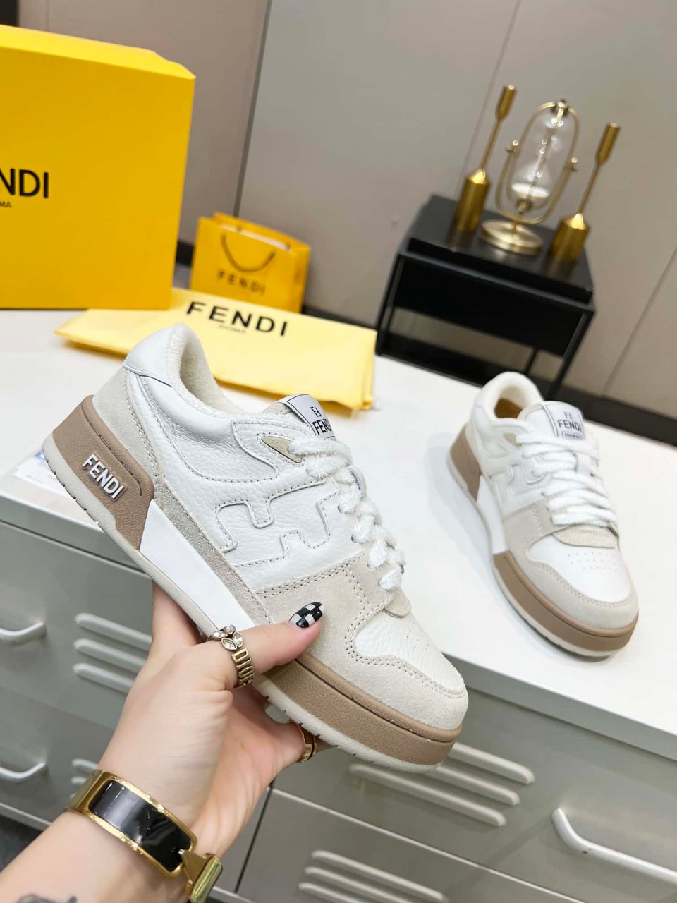 Fendi Match Suede Low Tops White 8E8252Ahh2F1Fhs view 4