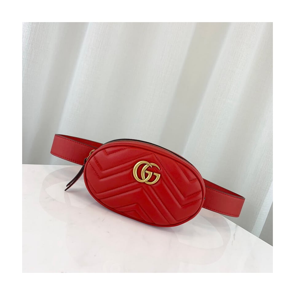 Gucci GG Marmont Matelasse Leather Belt Bag Red view 7