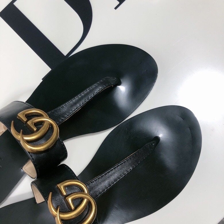 Gucci Double G Thong Leather Black ?497444 A3N00 1000 view 6