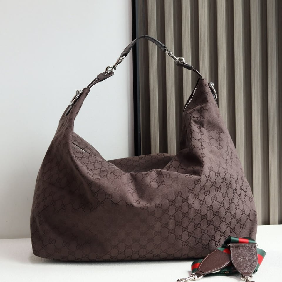 Gucci Brera Large Crossbody Bag 45cm/17.7in Dark Brown GG Canvas 864485 view 3