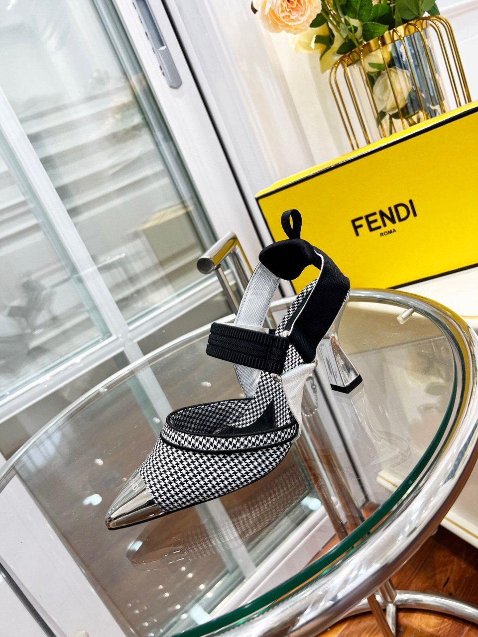 Fendi Colibri 85Mm Beaded Slingback Pumps Sliver Black view 3