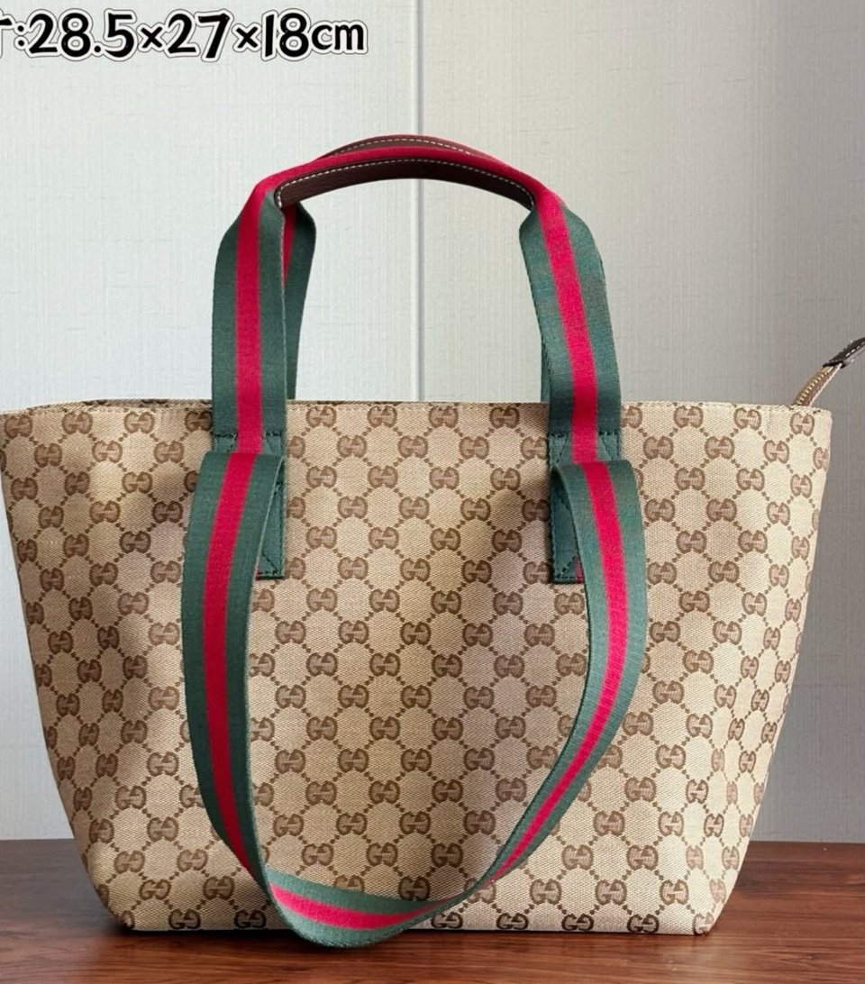 Gucci GG Medium Tote Bag 36cm/14.2in Sand And Brown GG Canvas ‎875929 view 3