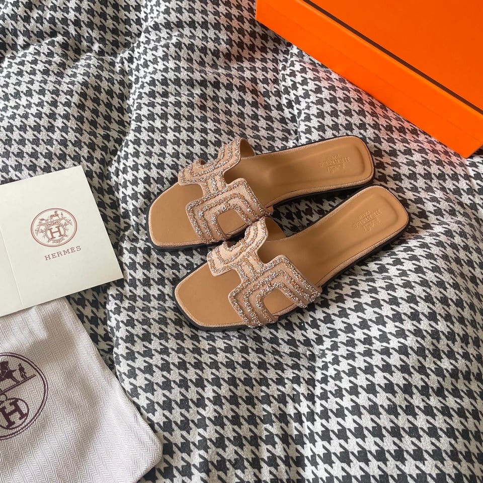 Hermes Oran Sandal Beige Macram? Nude H212010Z 3E350 view 4