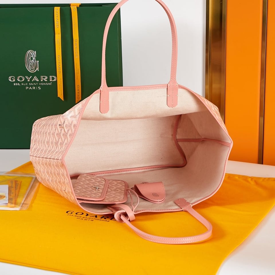 Goyard Saint Louis Pm 34Cm Pink Canvas Chevroches Calfskin view 4