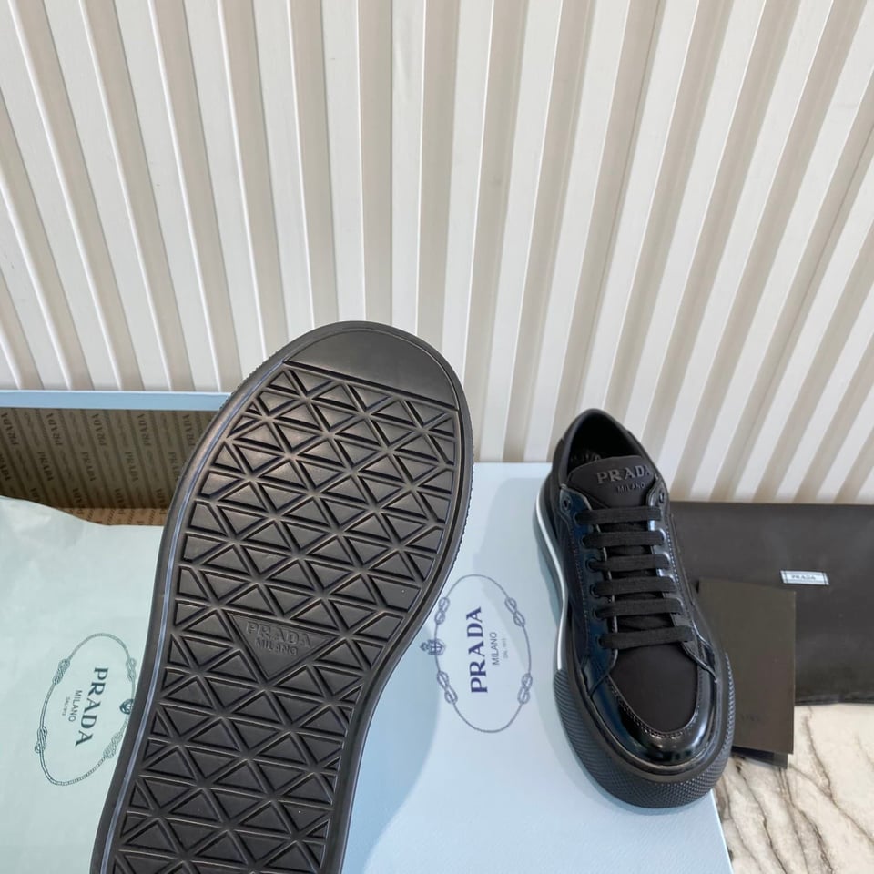 Prada Macro Re-Nylon And Brushed Leather Sneakers Black 2Eg3763Lf5F0632 view 11