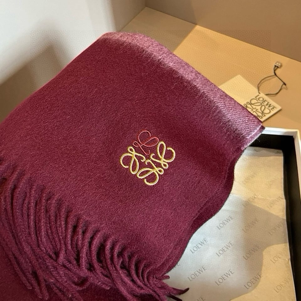 Loewe Mohair Scarf Ombre Burgundy For Women 180cm view 8