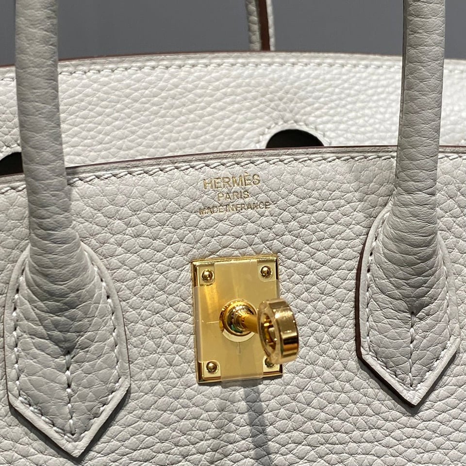 Hermes Birkin 20Cm Pearl Gray Togo Leather Gold Hardware view 8