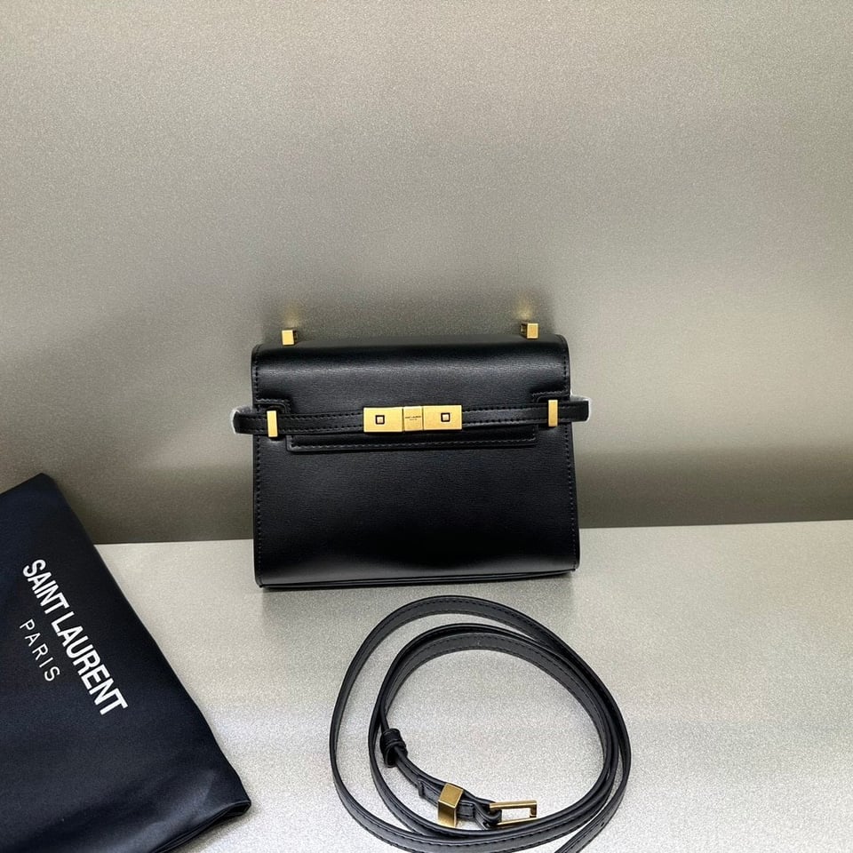 Saint Laurent Manhattan Small Shoulder Bag In Box Saint Laurent Leather Black 19Cm view 3