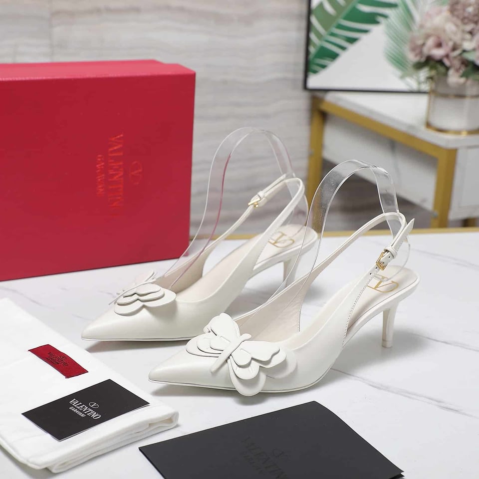 Valentino Garavani Papier Phalène Slingback Pumps White view 3