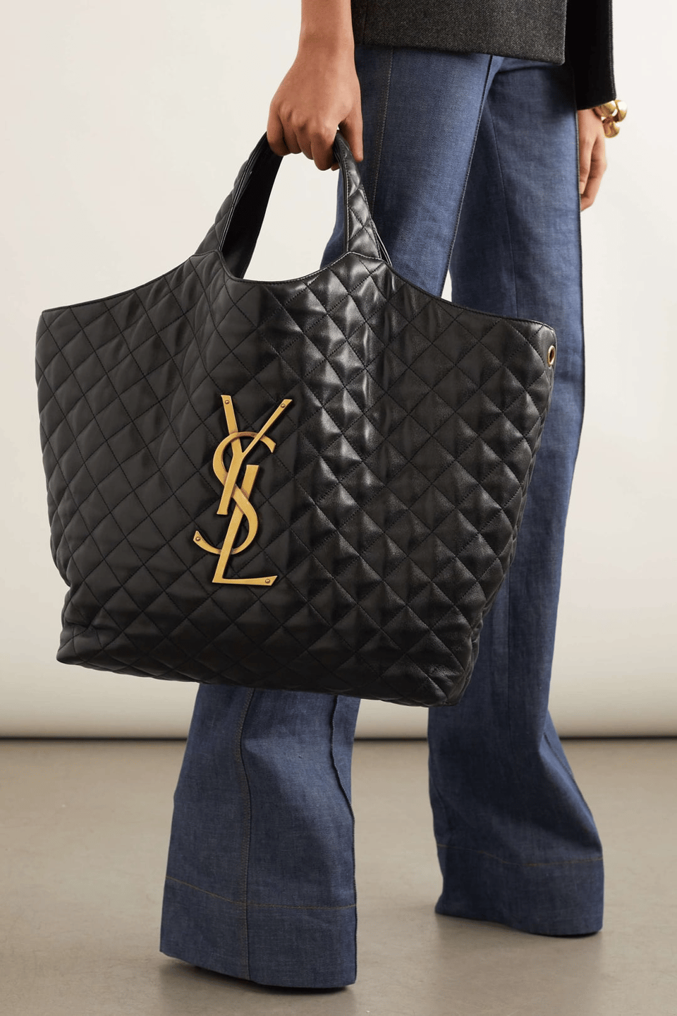 Saint Laurent Icare Maxi Shopping Bag In Quilted Black 52cm view 11