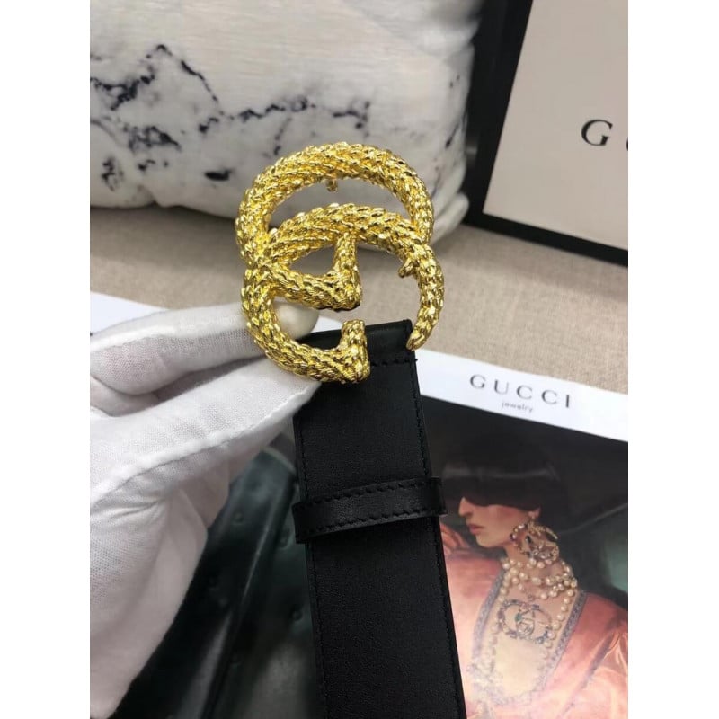 Gucci 40mm Belt With Textured Double G Buckle 582348 view 5