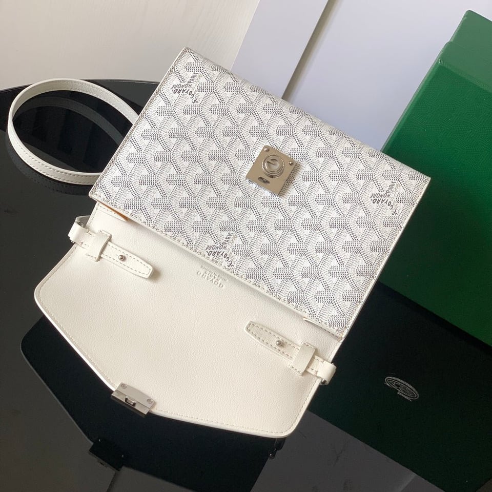Goyard Chypre Wallet-Pouch 21cm White Goyardine Canvas And Calfskin view 4
