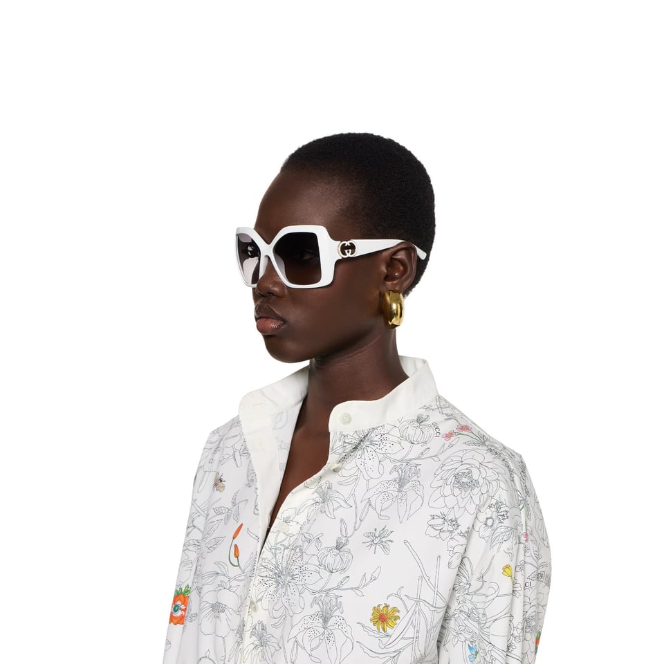 Gucci White Square Frame Sunglasses GG2015S view 5