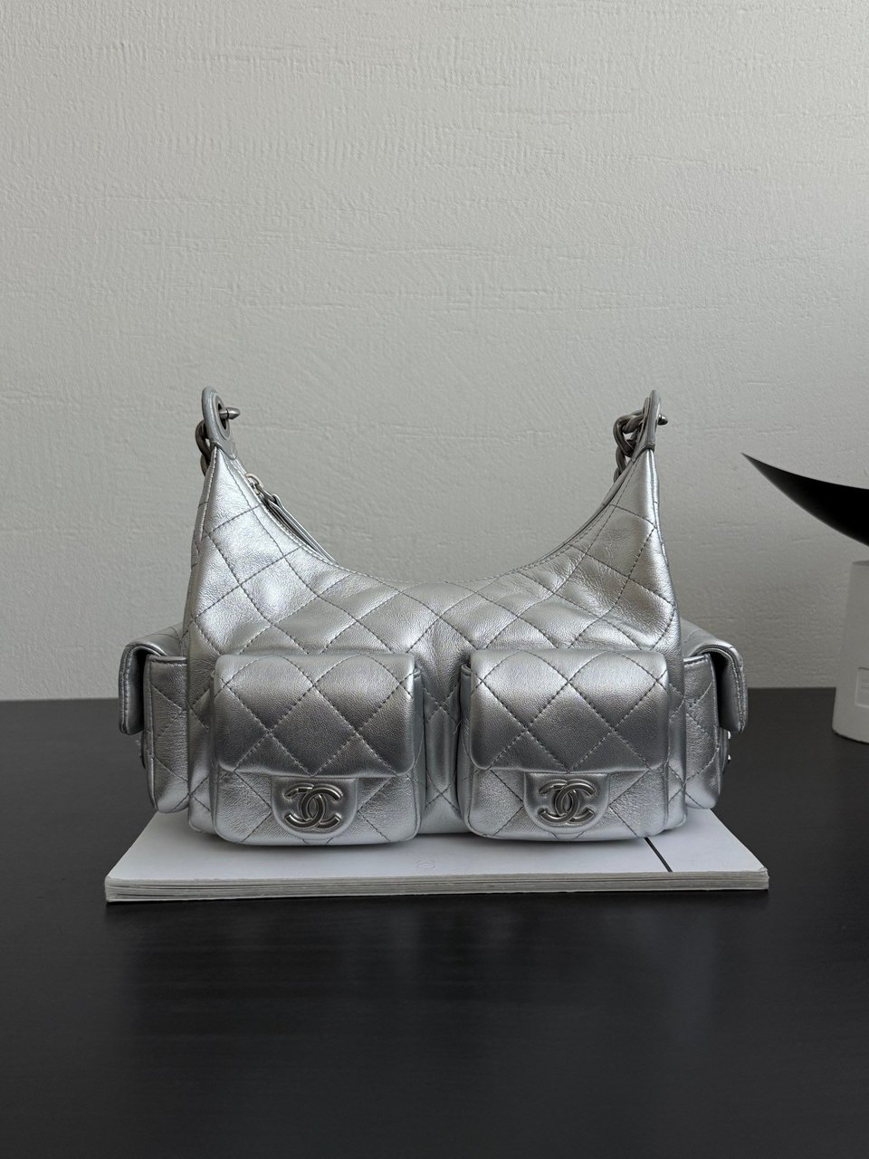 Chanel 25C Hobo Bag Silver Spring/Summer 2025 Collection 32cm/12.2cm view 3
