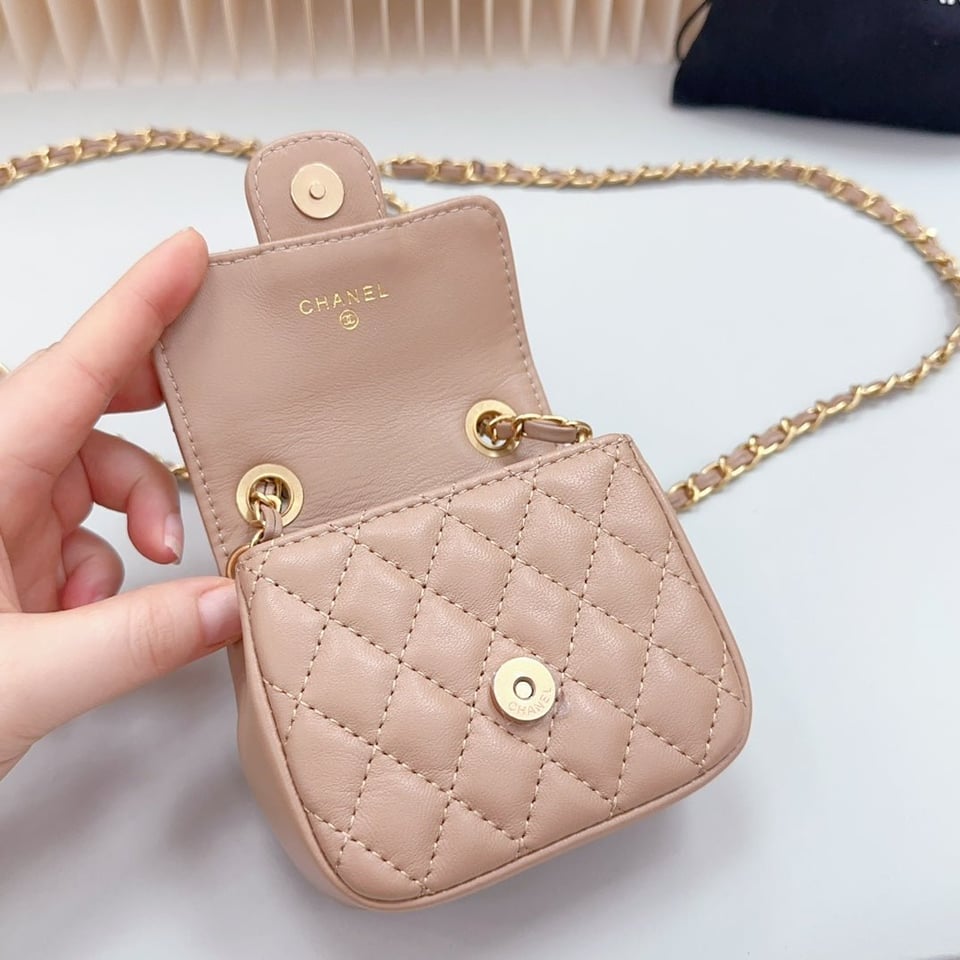 Chanel Chain Belt Nude Quilted Lambskin Bag view 4