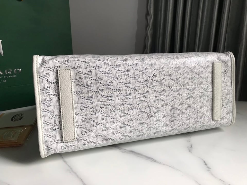 Goyard Hardy Pm Bag 40 Cm White Goyardine Canvas And Taurillon Leather Trim view 10