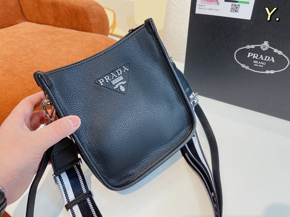Prada Leather Mini Shoulder Bag Black 20Cm view 9