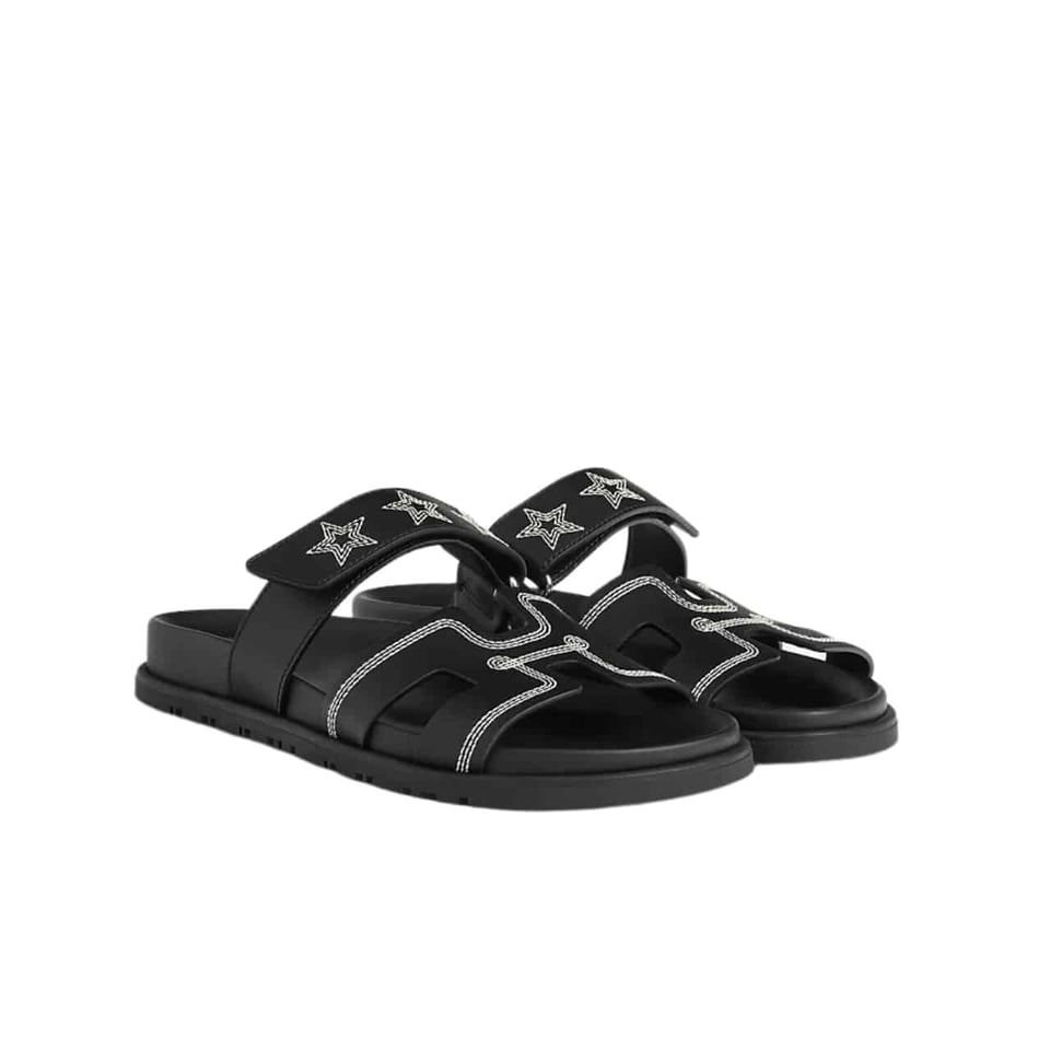 Hermes Chypre Sandal Star Stitched Noir H232142Z 02340 view 2