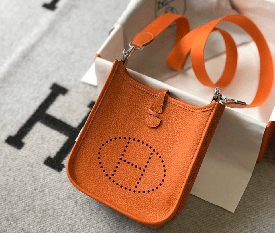 Hermes Evelyne 16 Amazone Bag Orange With Silver Toned Hardware 18cm view 9