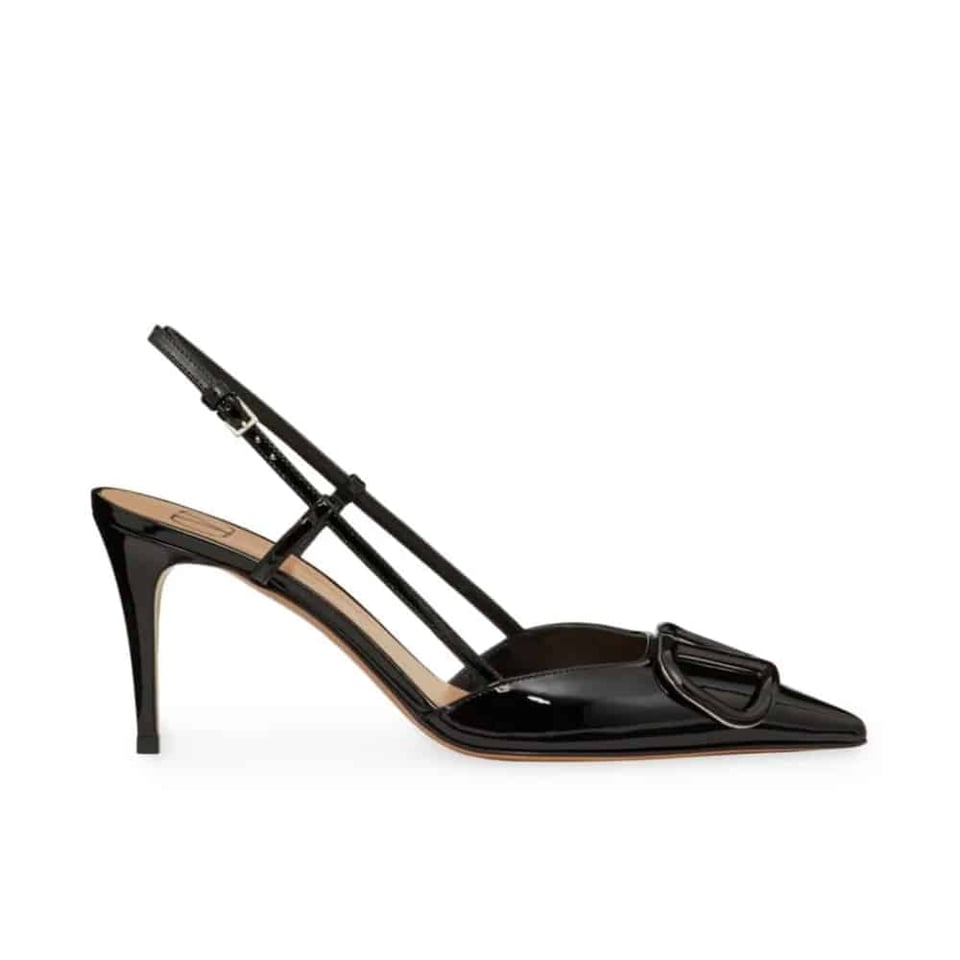 Valentino Garavani Vlogo Signature Patent Leather Slingback Pump Black 4W2S0R01Tmk 0No view 2