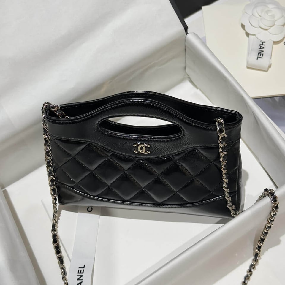 Chanel 31 Mini Shopping Bag Chain Clutch Shiny Lambskin view 10