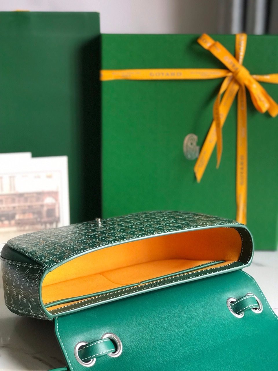 Goyard 233 Bag 25 Cm Green Calfskin And Goyardine Canvas 25cm view 11