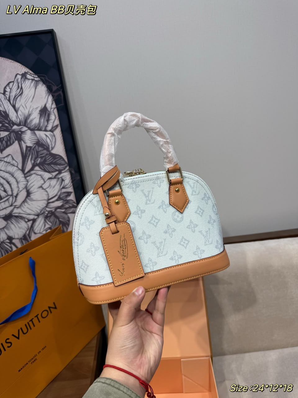 Louis Vuitton Alma BB Bag Monogram Origine Bleu Courrier 23.5cm M27526 view 10