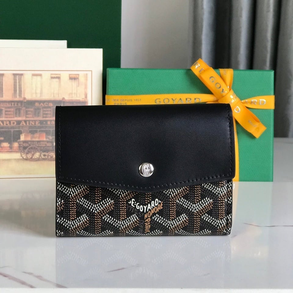 Goyard Saint-Gabriel Wallet 12 Cm Black Calfskin And Goyardine Canvas view 11