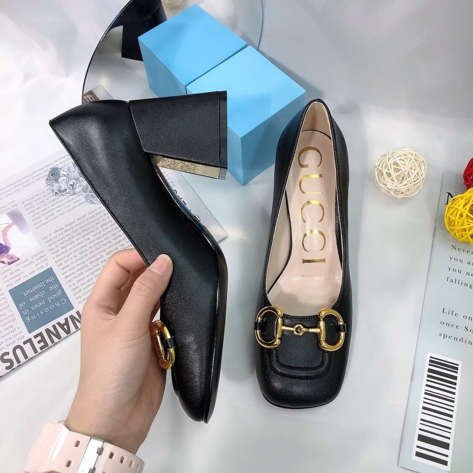 Gucci Women’S Mid Heel Pump With Horsebit Black view 7