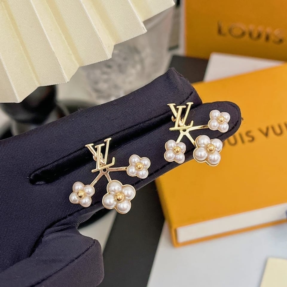 Louis Vuitton Lv Floragram Earrings White Gold view 2