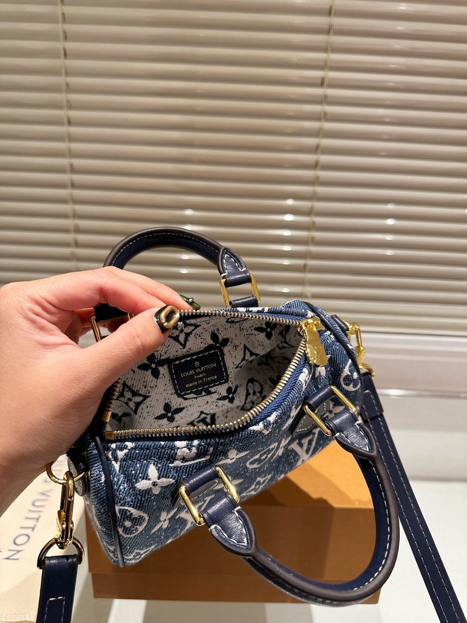 Louis Vuitton Nano Speedy Denim Blue Bag 17Cm M81168 view 8