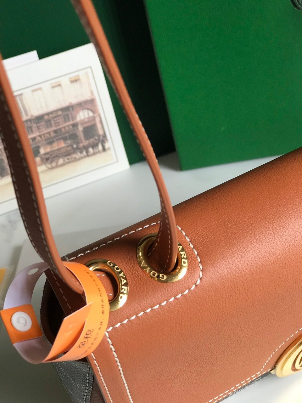 Goyard 233 Bag 25 Cm Tan Calfskin And Black Goyardine Canvas 25cm view 6