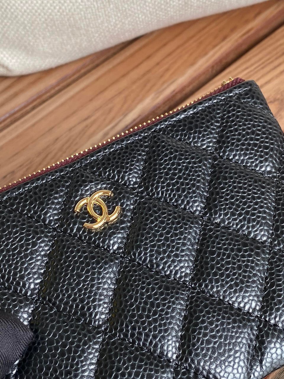 Chanel Zipped Wallet 15 Black Caviar Gold Hardware view 4