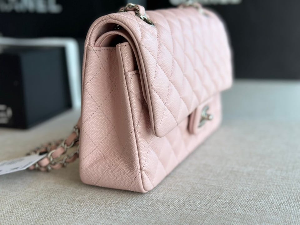 Chanel Classic Double Flap Bag Caviar Silver Hardware Light Pink 25Cm/10in view 7