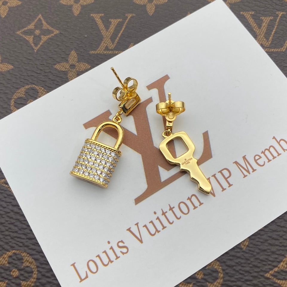 Louis Vuitton Gold Lock And Key Earrings view 4
