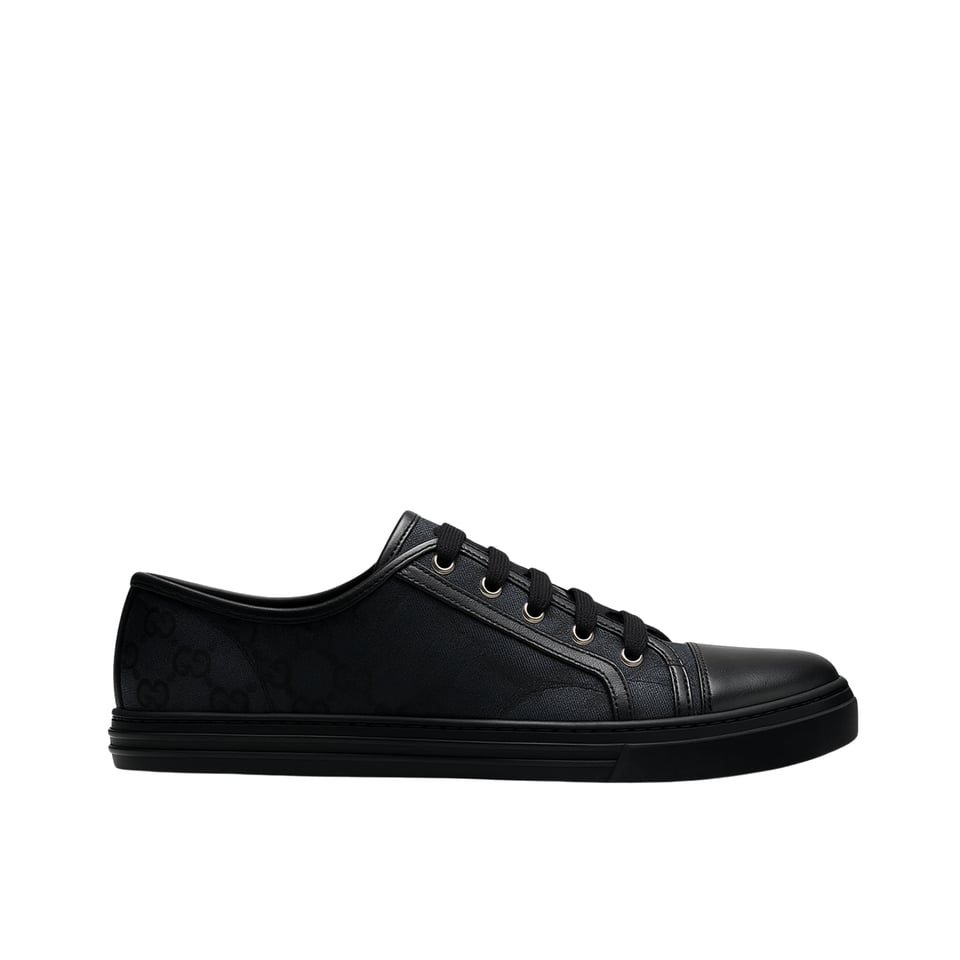 Gucci Women’S Leather Top Sneaker Black