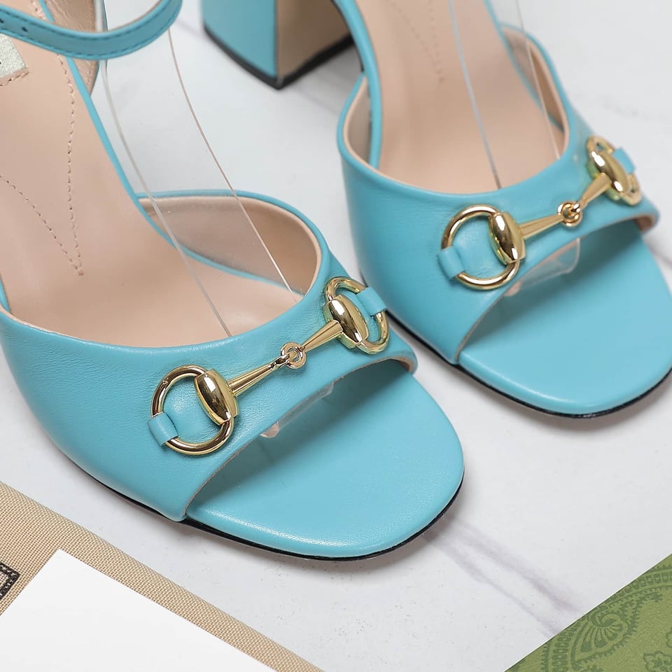 Gucci Women’S Horsebit High Heel Sandal Blue ?771600 C9D00 4728 view 8
